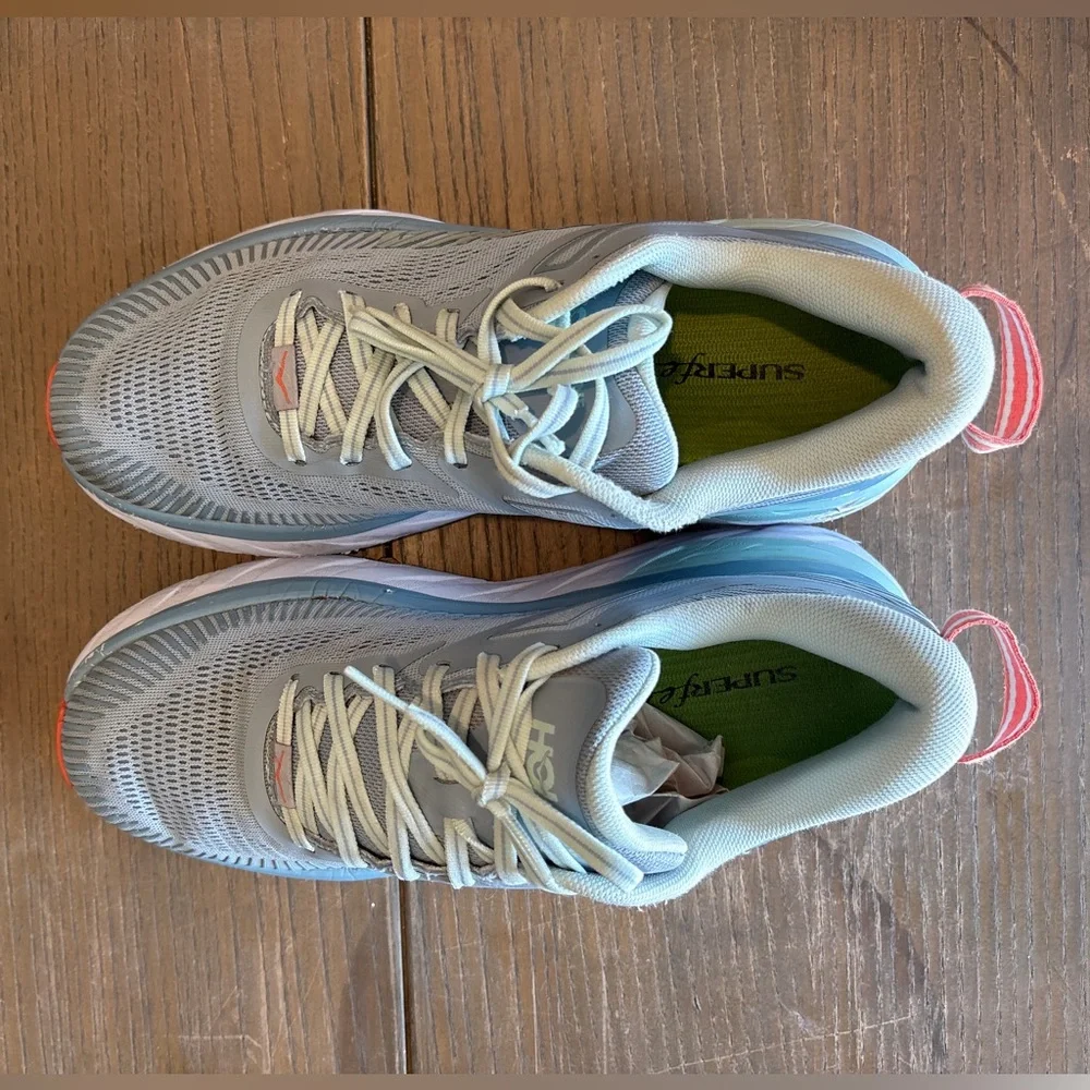 Hoka One One Gray and Blue Athletic Shoes